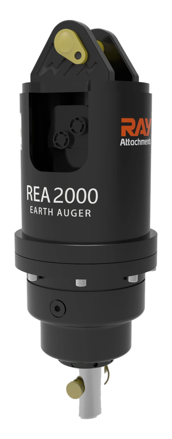 REA2000 hydraulic earth auger drive configuration view